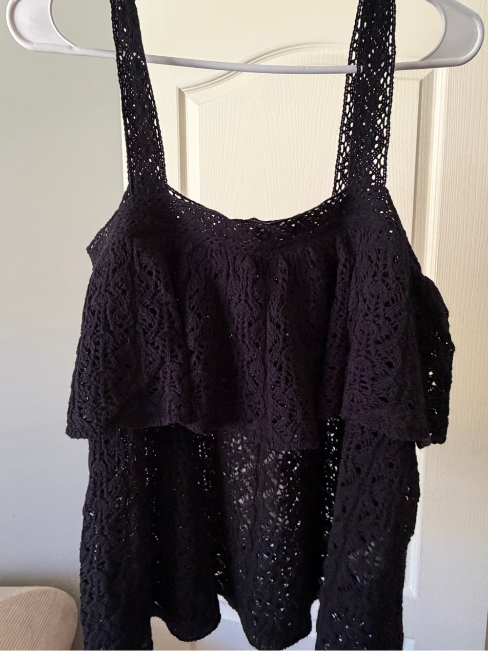Zara Black Lace Flounce Tank Top - Women